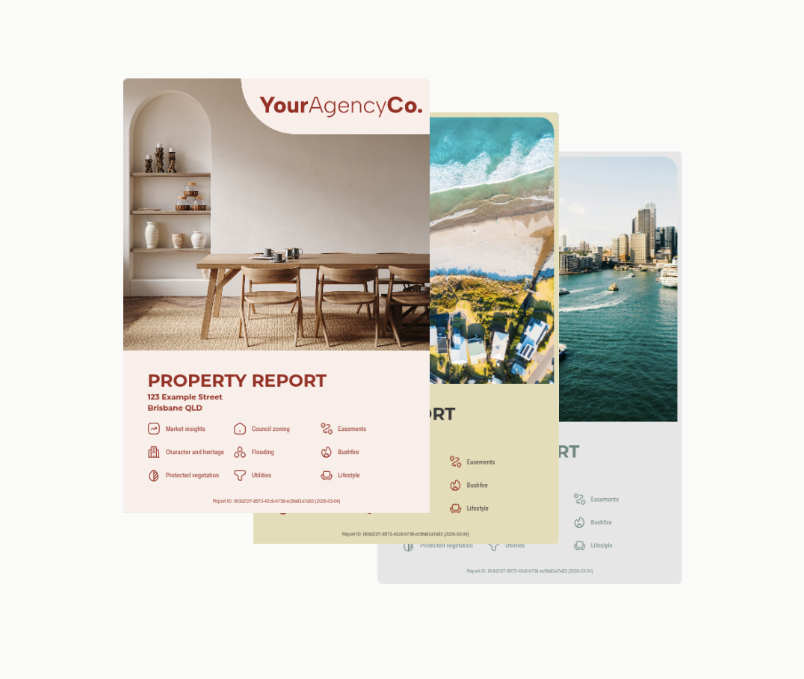 A Homesnoop property report and platform with custom logo, colours and cover page